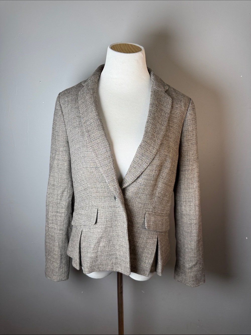 Womens Tailored Heather Taupe Blazer Jacket